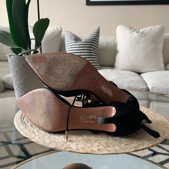 AQUAZZURA Belgravia Black suede Heels - Picture 2 of 5